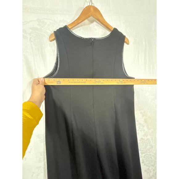 Catherines Dress 1X Black Label Midi Tank Faux Leather Trim Detain Zip - Picture 8 of 10